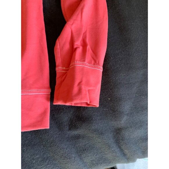 Merona Red Full-Zip Sweatshirt Size Large with Contrast Stitching & Eyelet Detai - Picture 4 of 8
